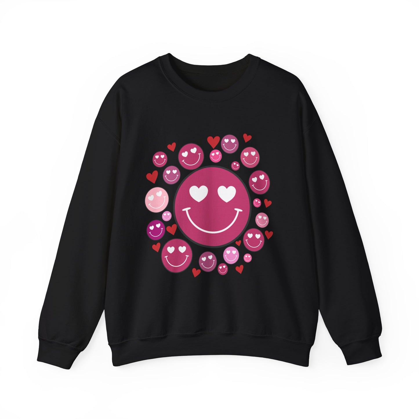 Heart Smiley Faces Crewneck Sweatshirt