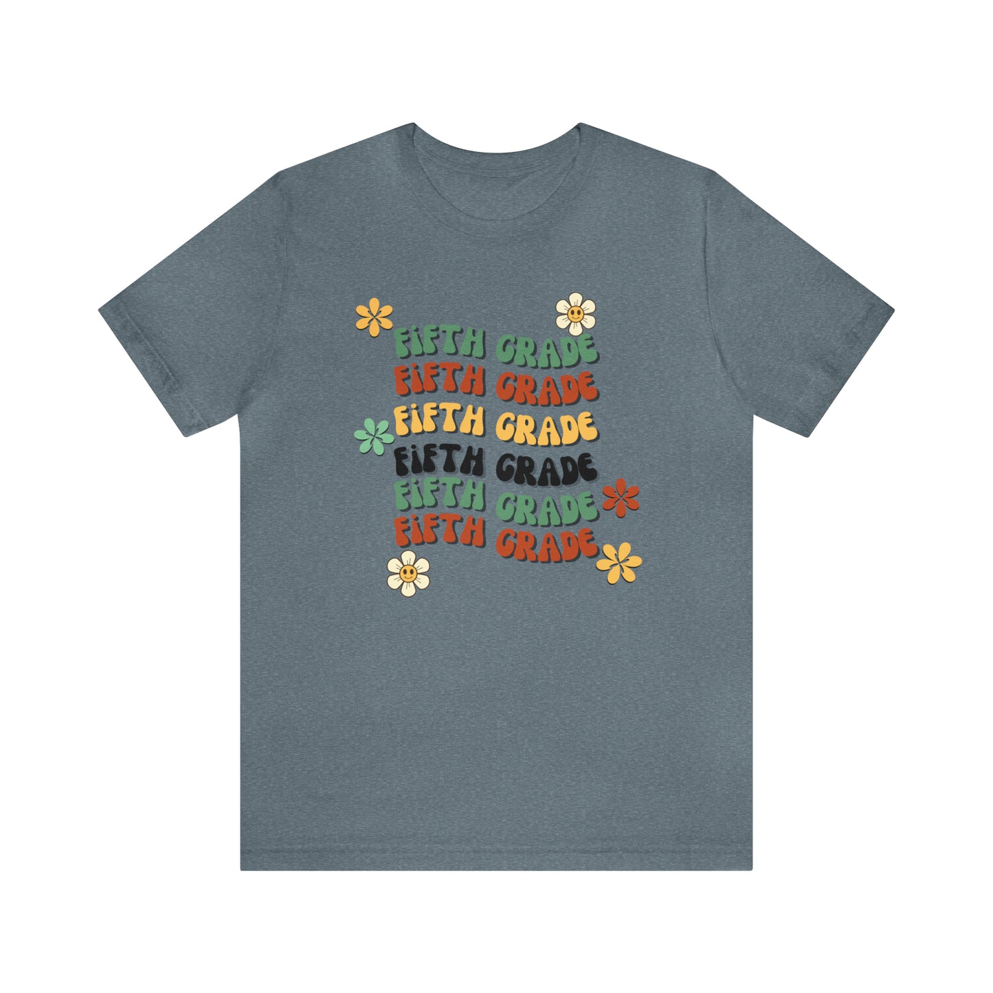 Groovy Flowers Fifth Grade Teacher Tee