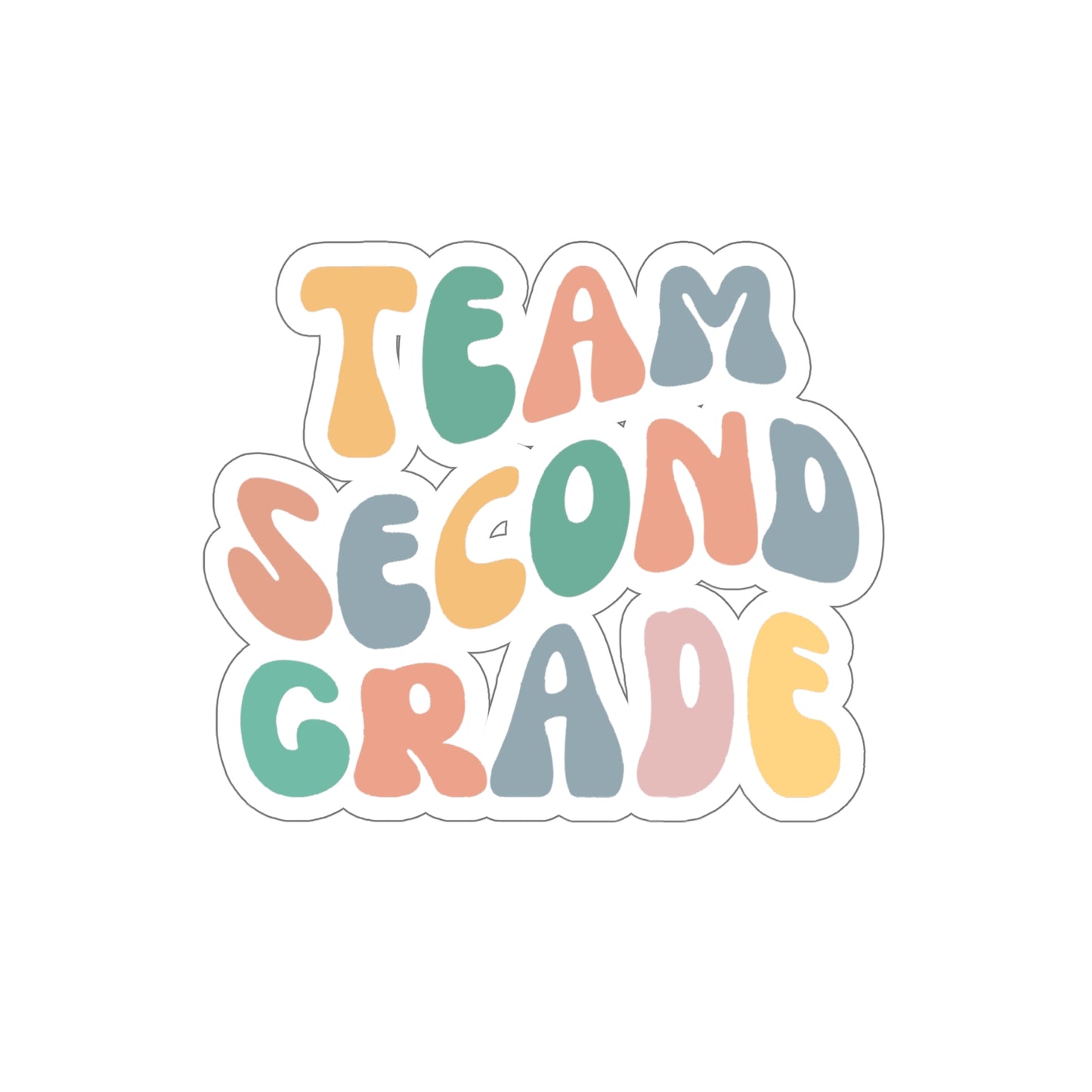 Cool Retro Team Second Grade Sticker