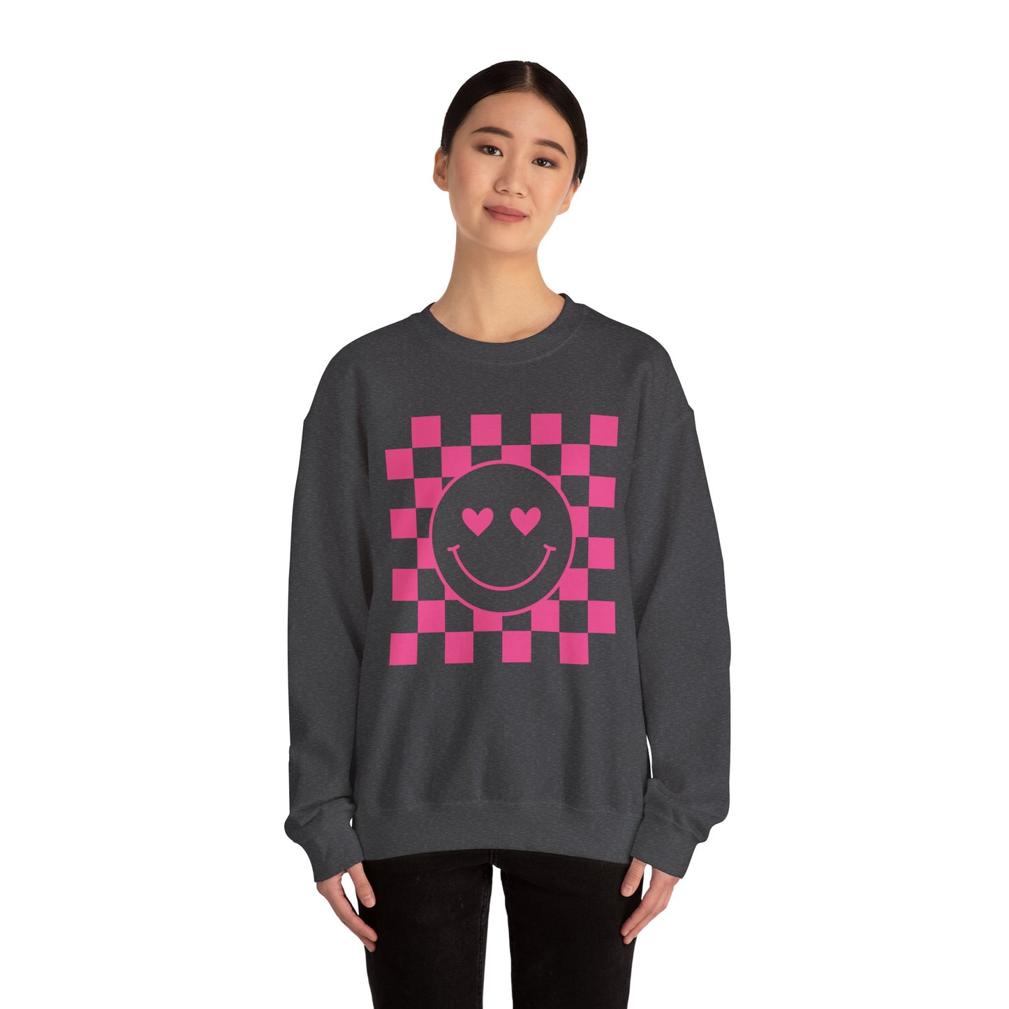 Checkered Hearts Crewneck Sweatshirt