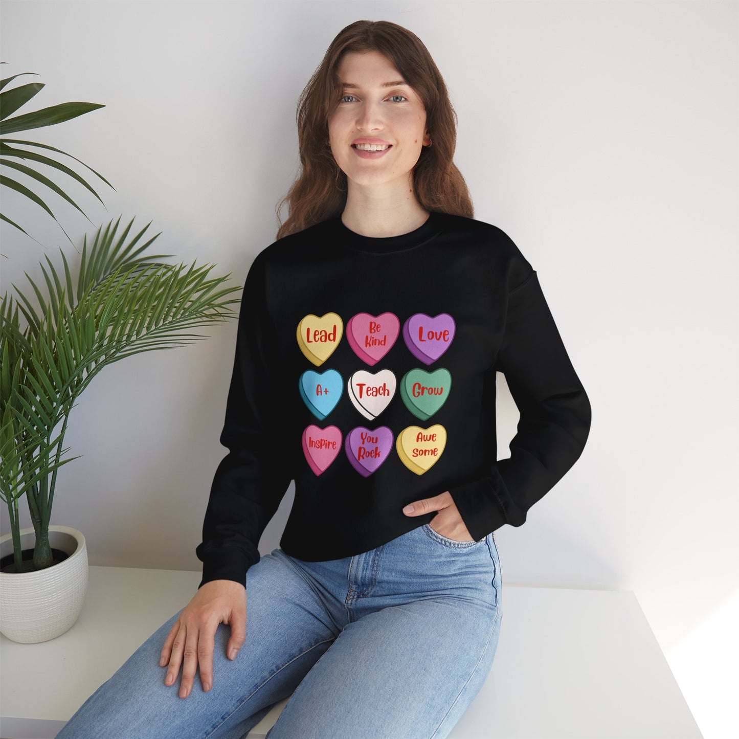 Teacher Conversation Hearts Crewneck Sweatshirt