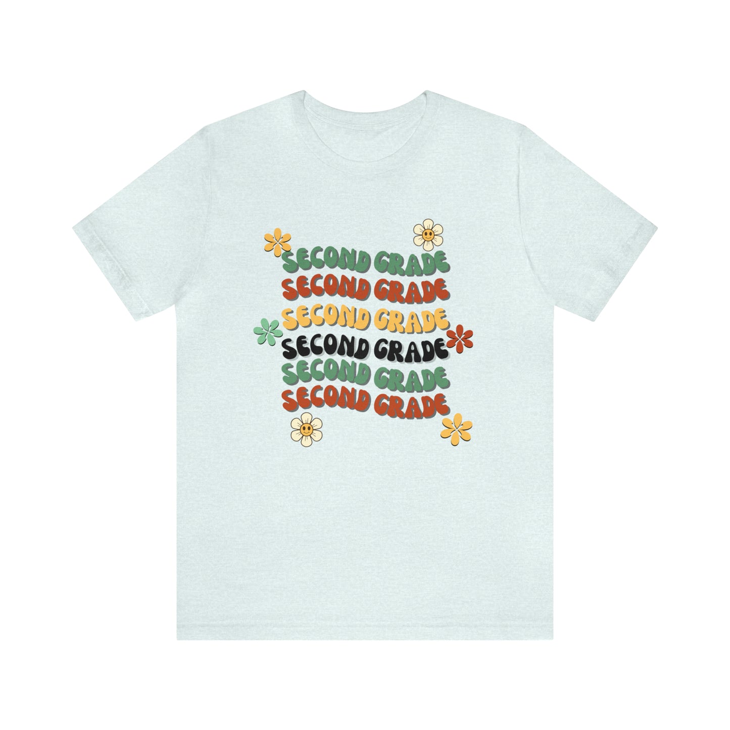 Groovy Flowers Second Grade Teacher Tee