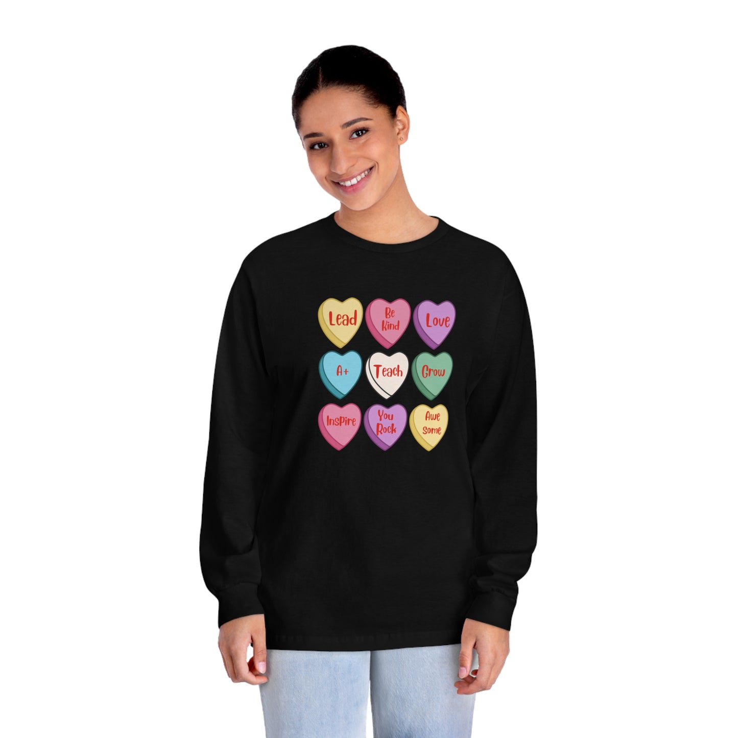 Teacher Conversation Hearts Long Sleeve T-Shirt