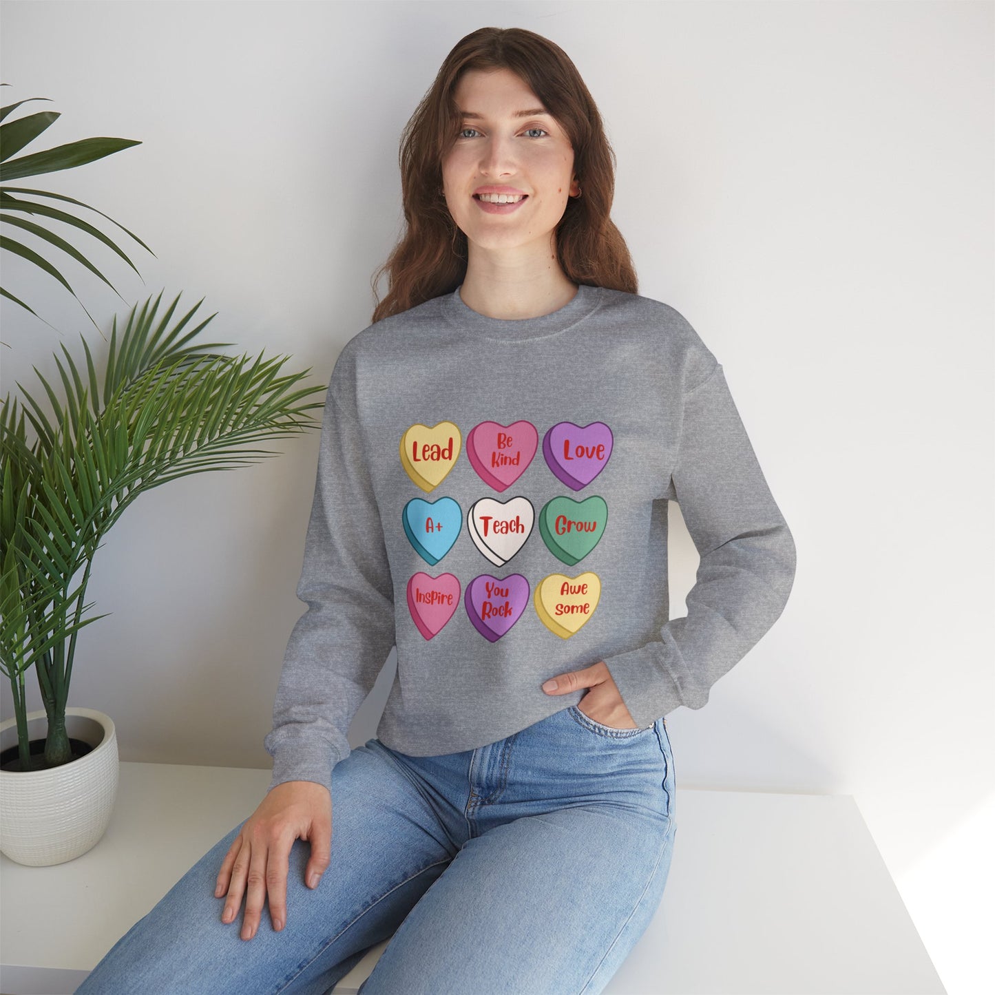 Teacher Conversation Hearts Crewneck Sweatshirt