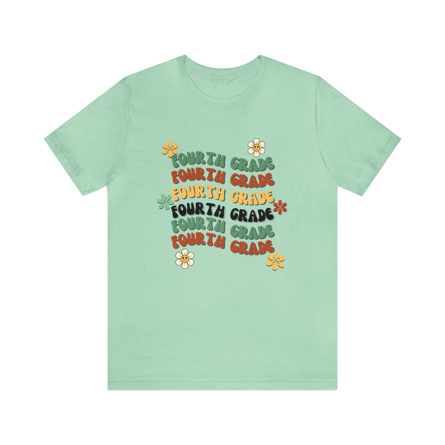 Groovy Flowers Fourth Grade Teacher Tee