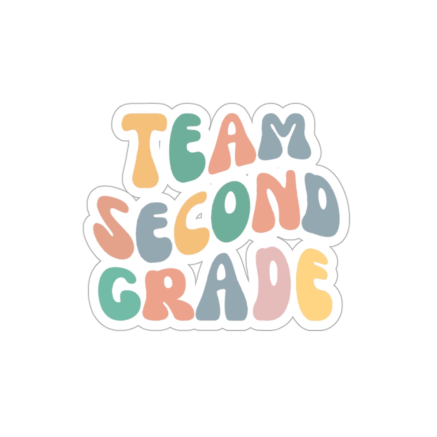 Cool Retro Team Second Grade Sticker