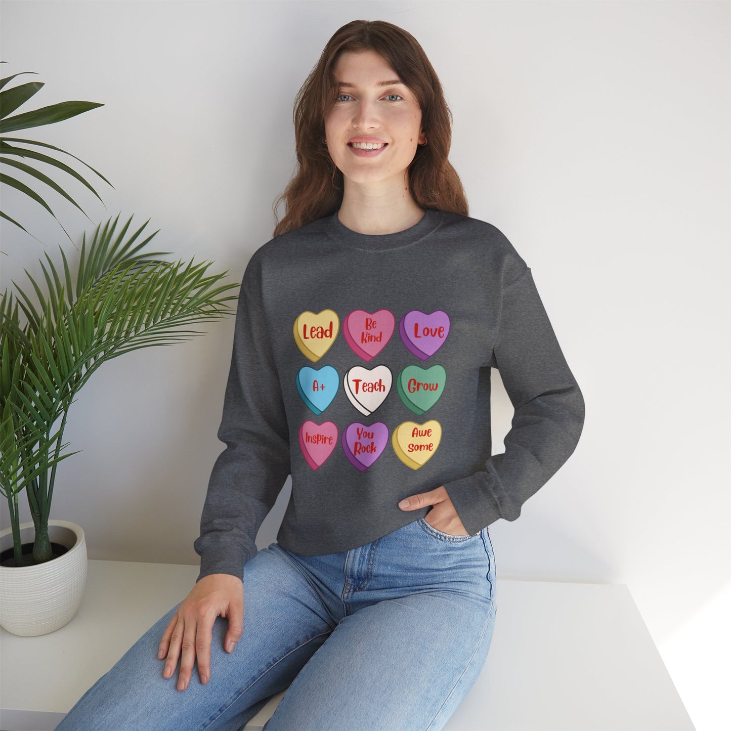 Teacher Conversation Hearts Crewneck Sweatshirt