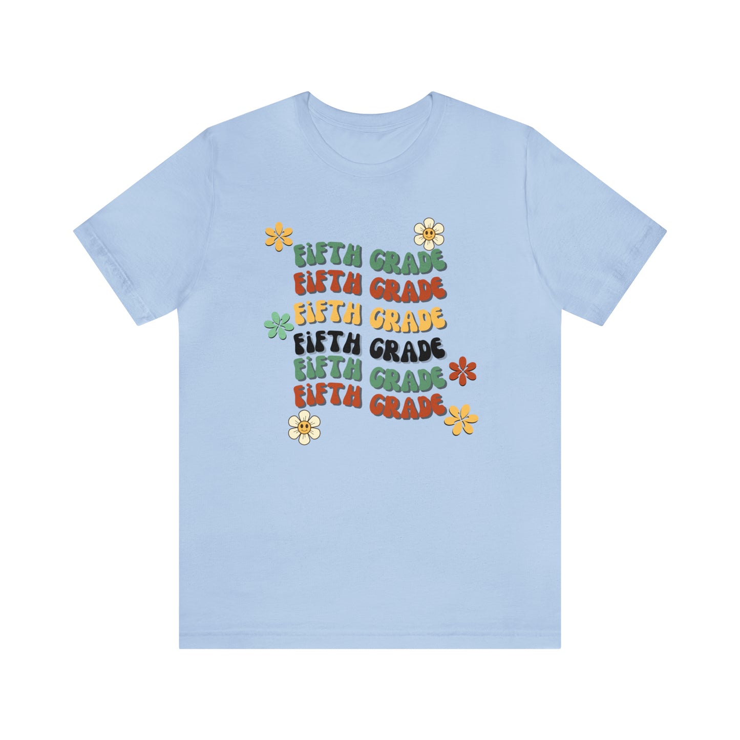 Groovy Flowers Fifth Grade Teacher Tee