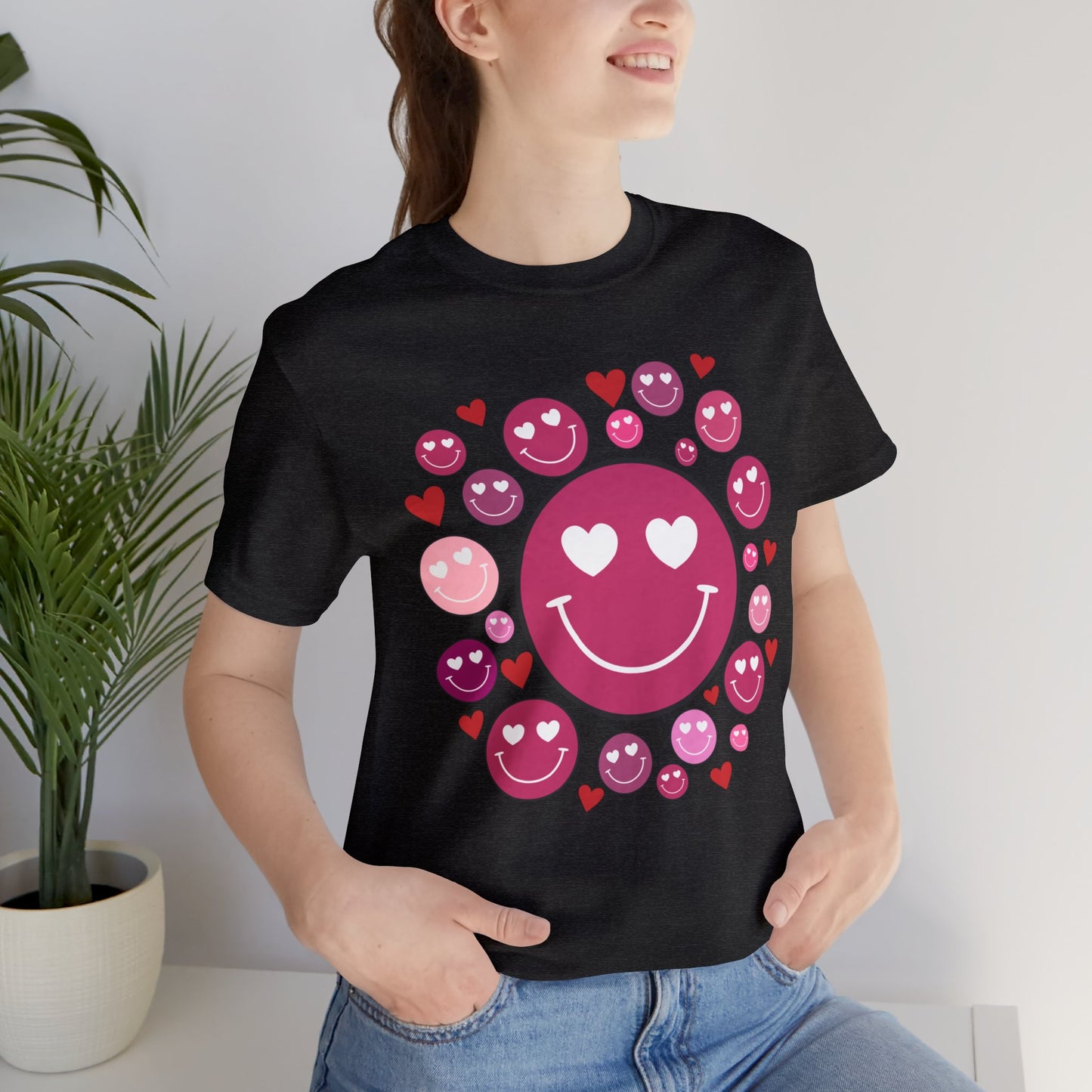 Heart Smiley Faces Short Sleeve Tee