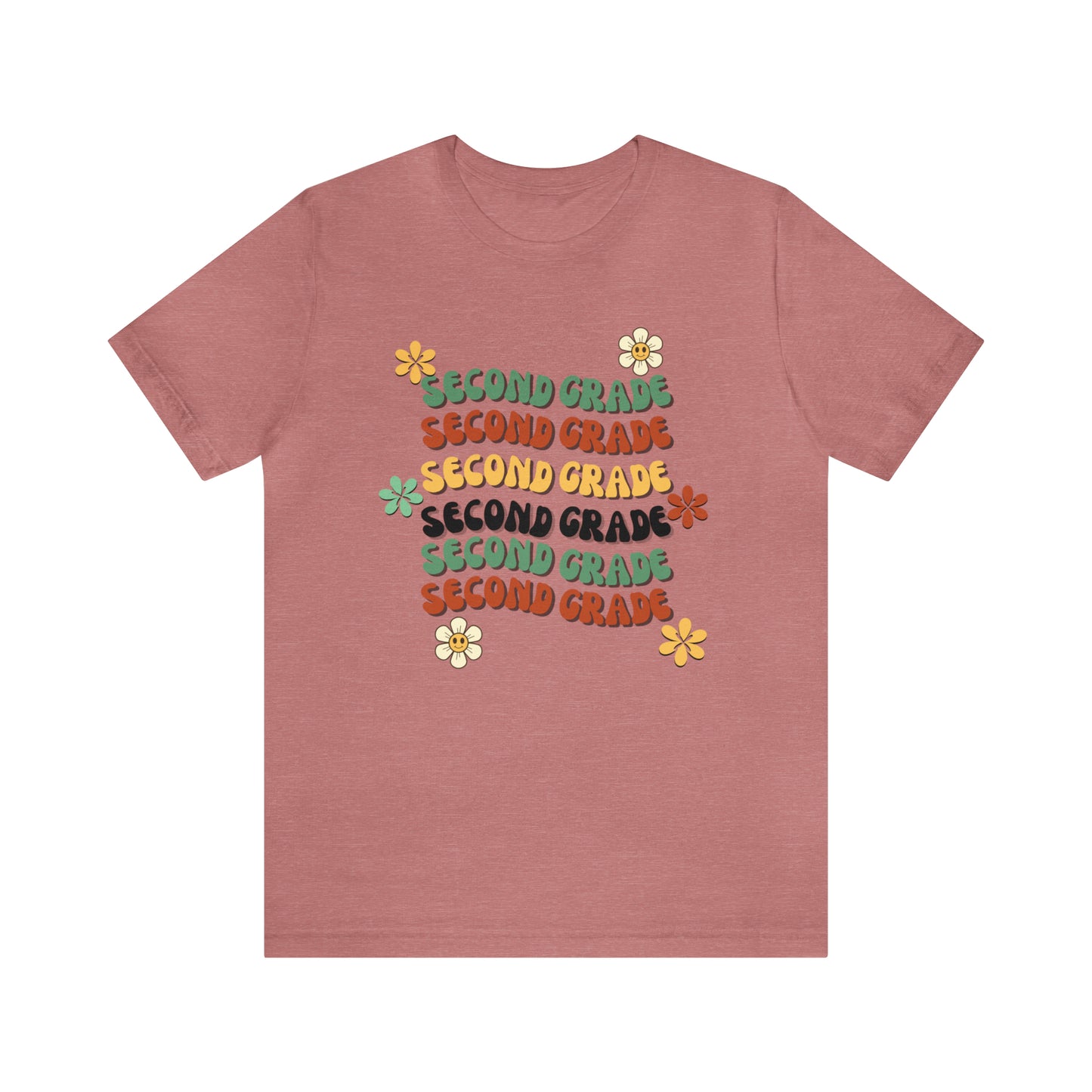 Groovy Flowers Second Grade Teacher Tee