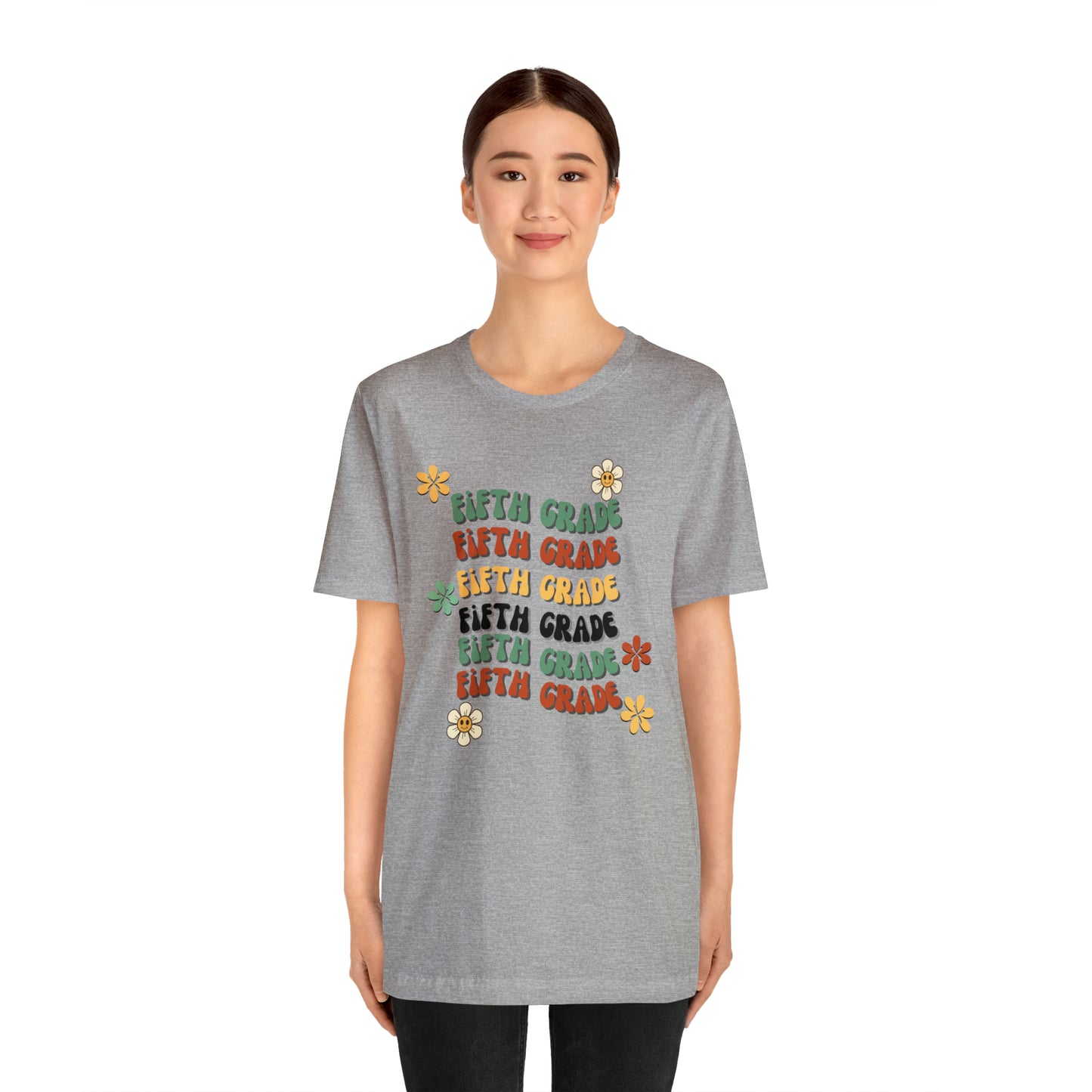 Groovy Flowers Fifth Grade Teacher Tee