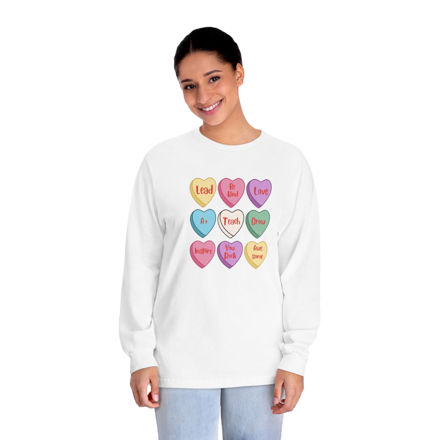 Teacher Conversation Hearts Long Sleeve T-Shirt