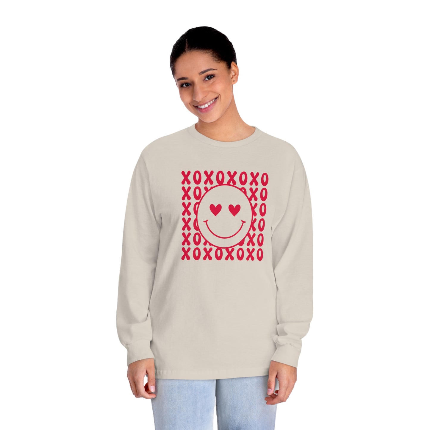 XOXO Heart Eyes Smiley Face Long Sleeve T-Shirt