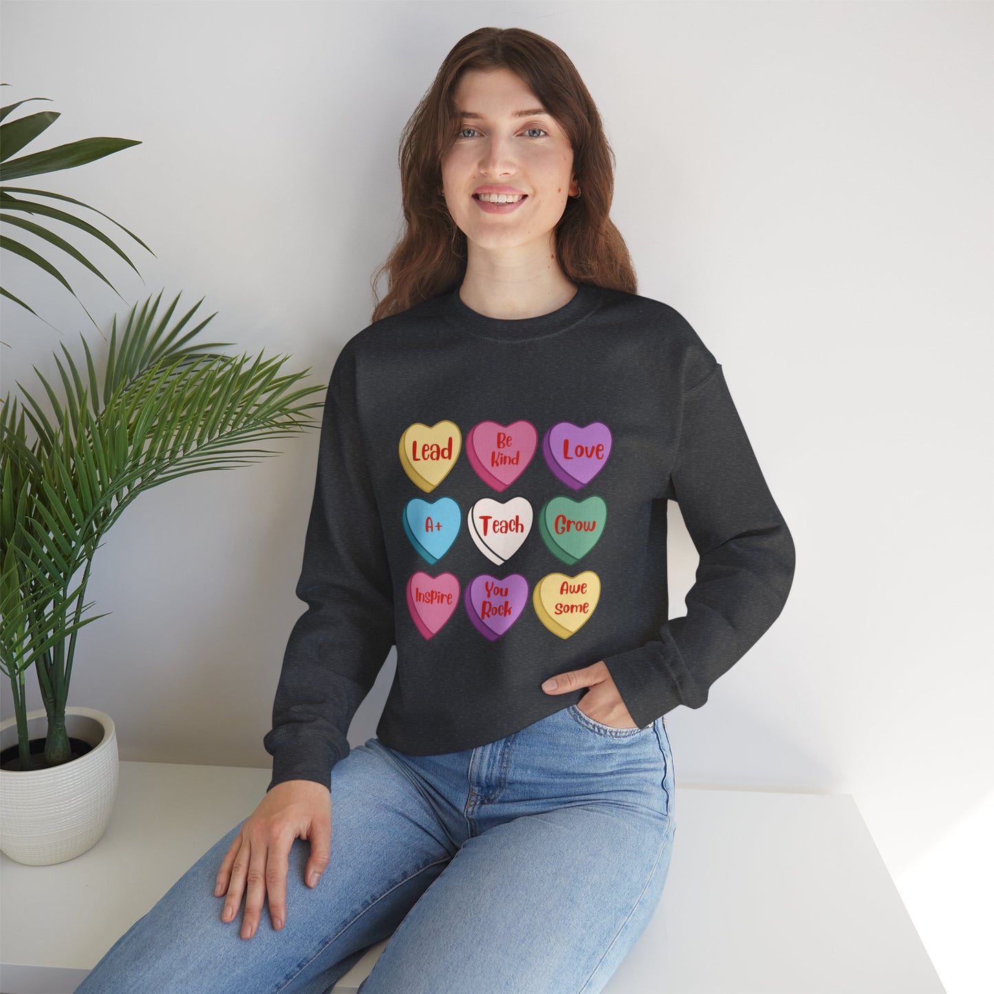 Teacher Conversation Hearts Crewneck Sweatshirt