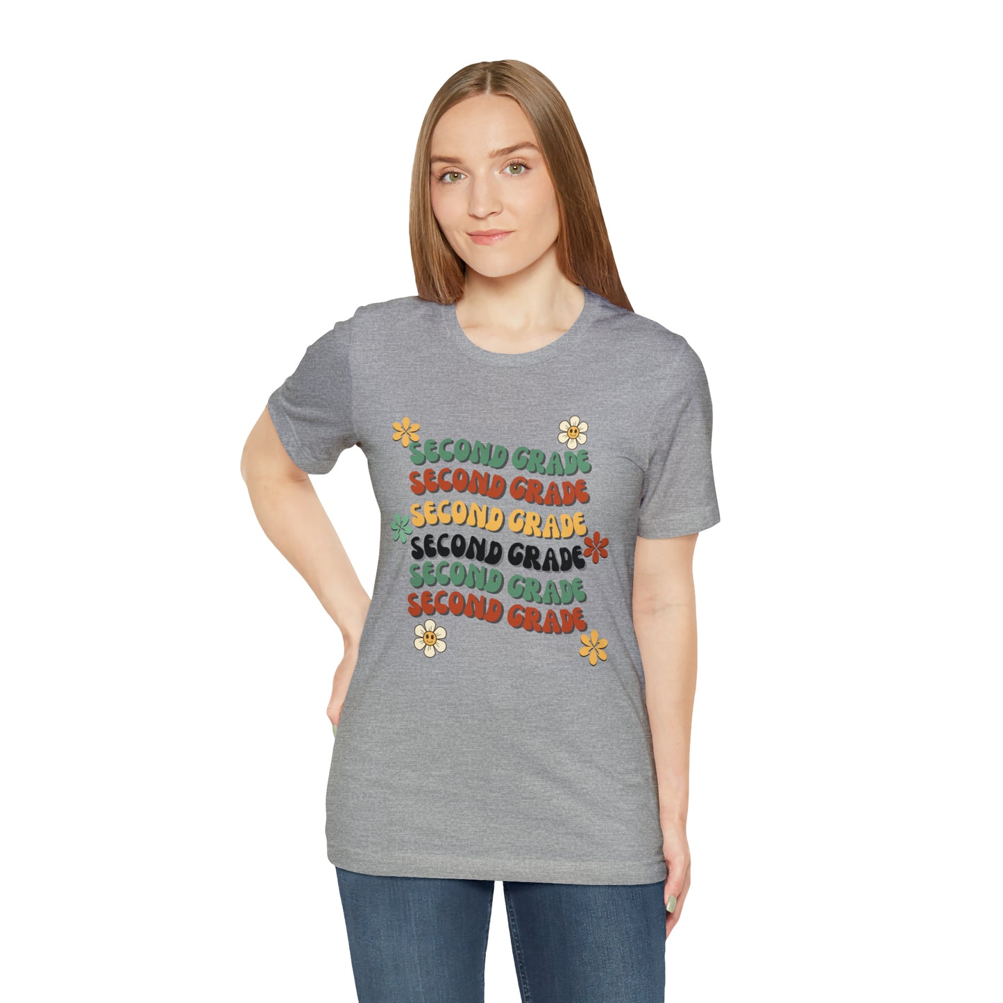 Groovy Flowers Second Grade Teacher Tee