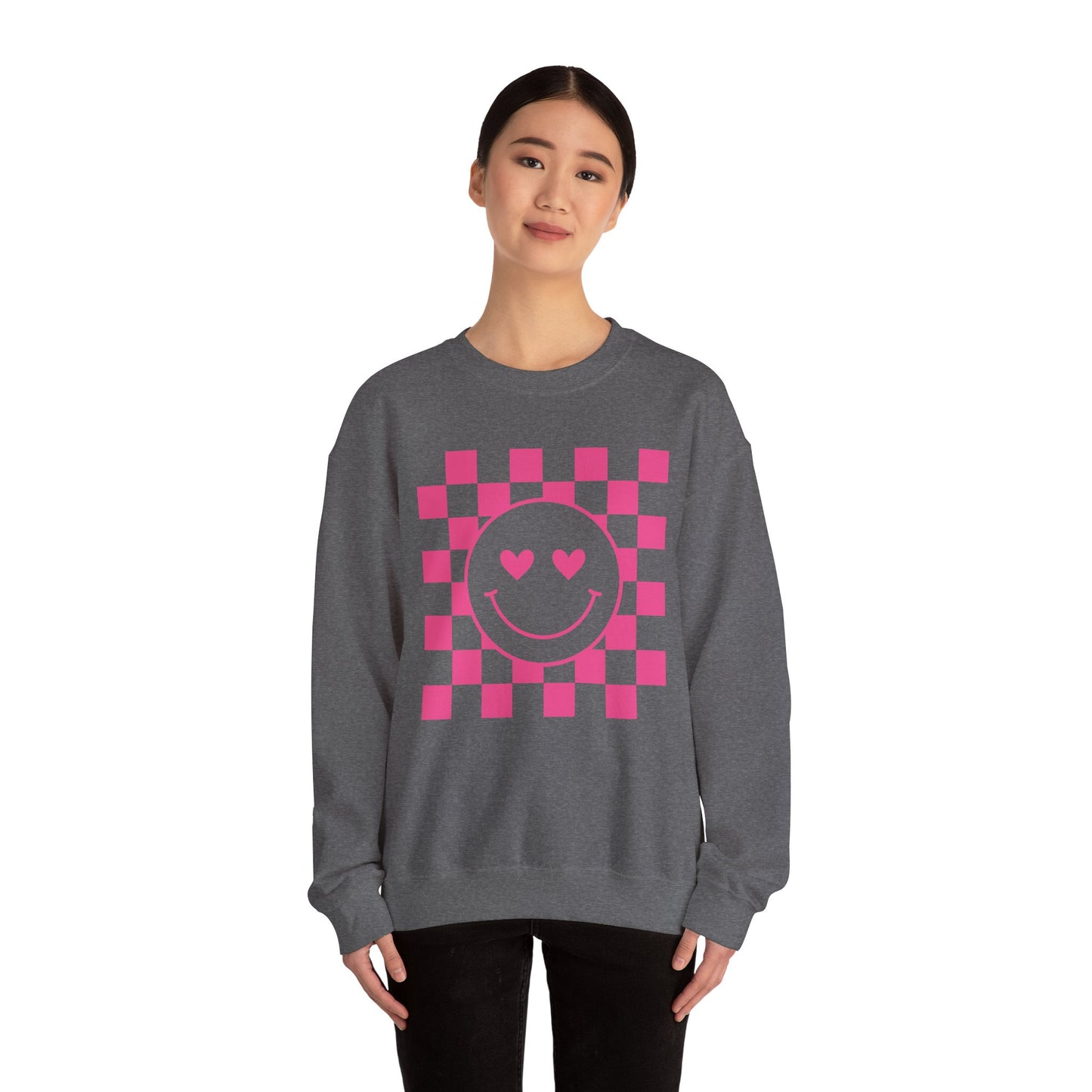 Checkered Hearts Crewneck Sweatshirt