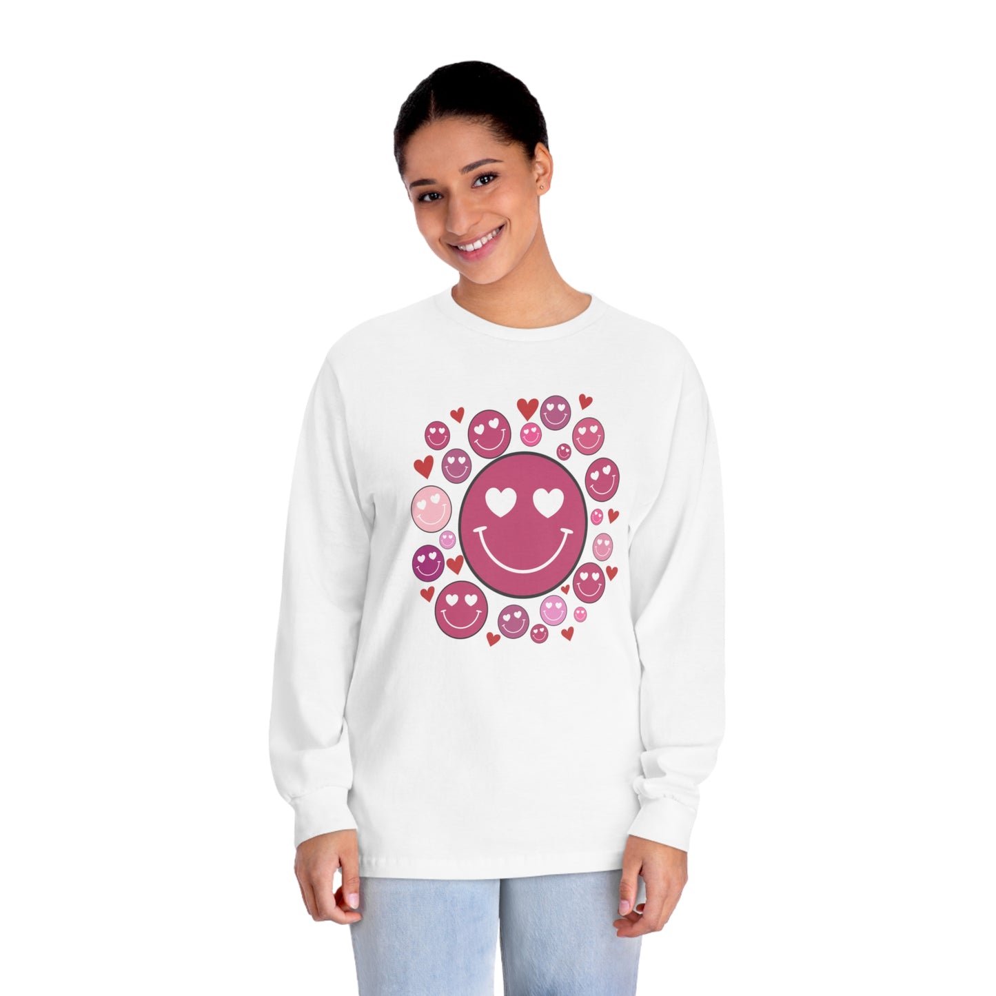 Heart Smiley Faces Long Sleeve T-Shirt