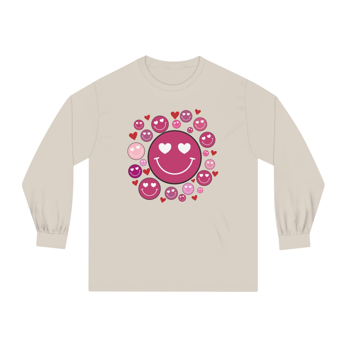 Heart Smiley Faces Long Sleeve T-Shirt