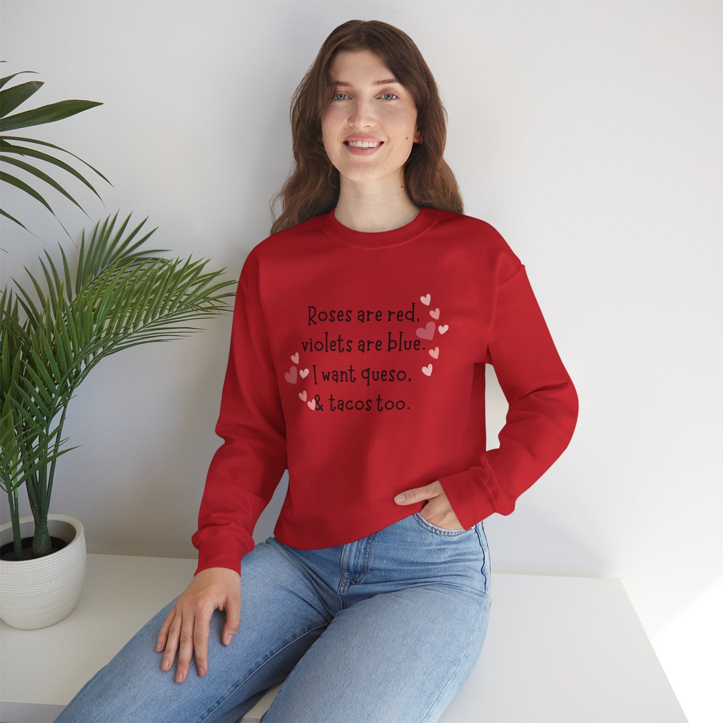 Valentine's Day Queso & Tacos Crewneck Sweatshirt