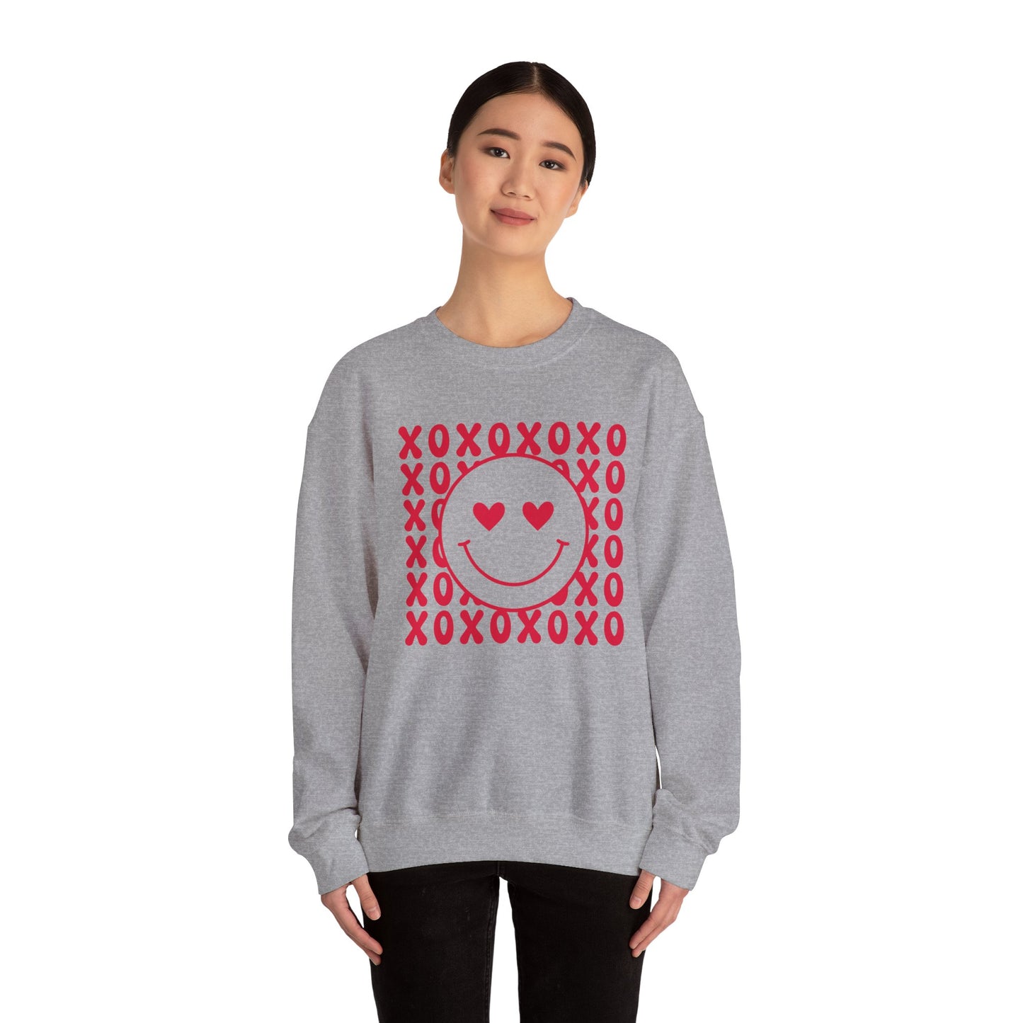 XOXO Heart Eyes Smiley Face Crewneck Sweatshirt