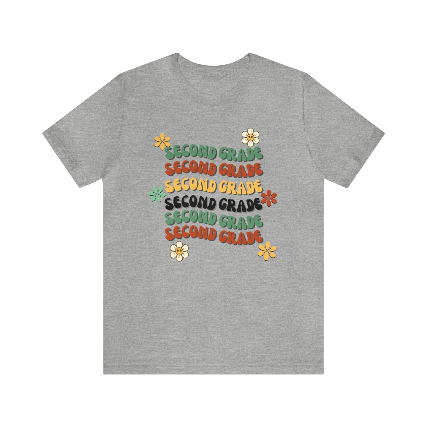 Groovy Flowers Second Grade Teacher Tee