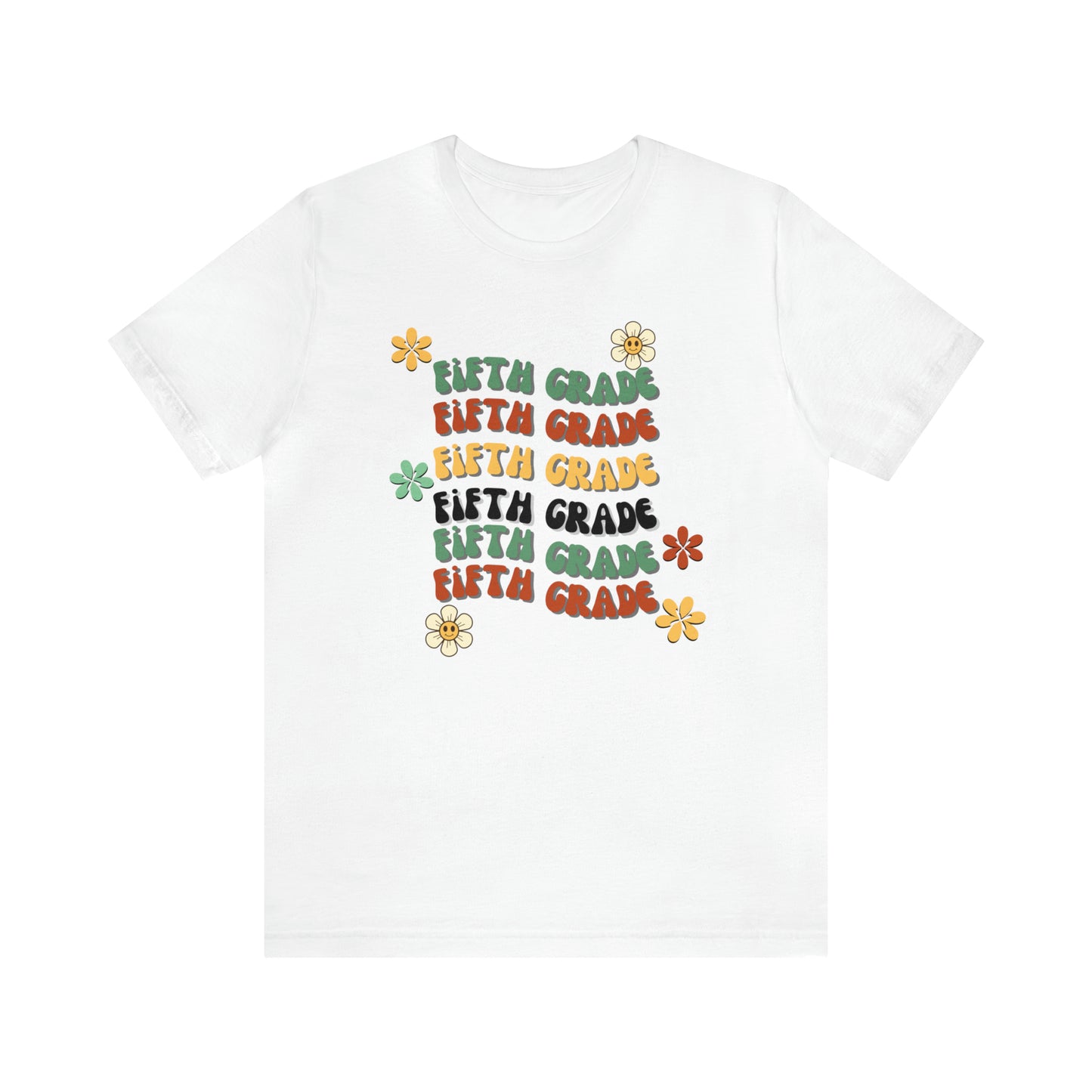 Groovy Flowers Fifth Grade Teacher Tee