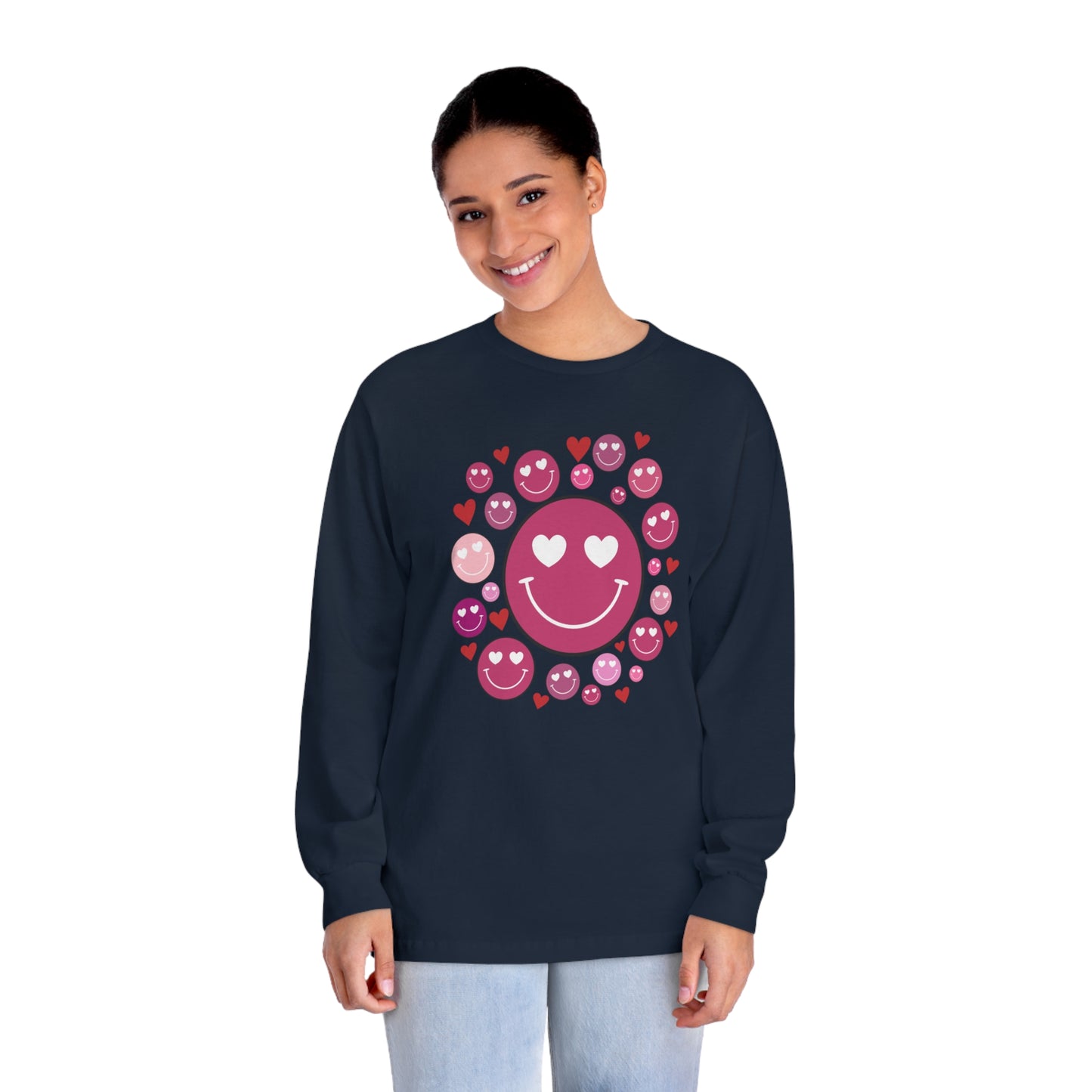 Heart Smiley Faces Long Sleeve T-Shirt