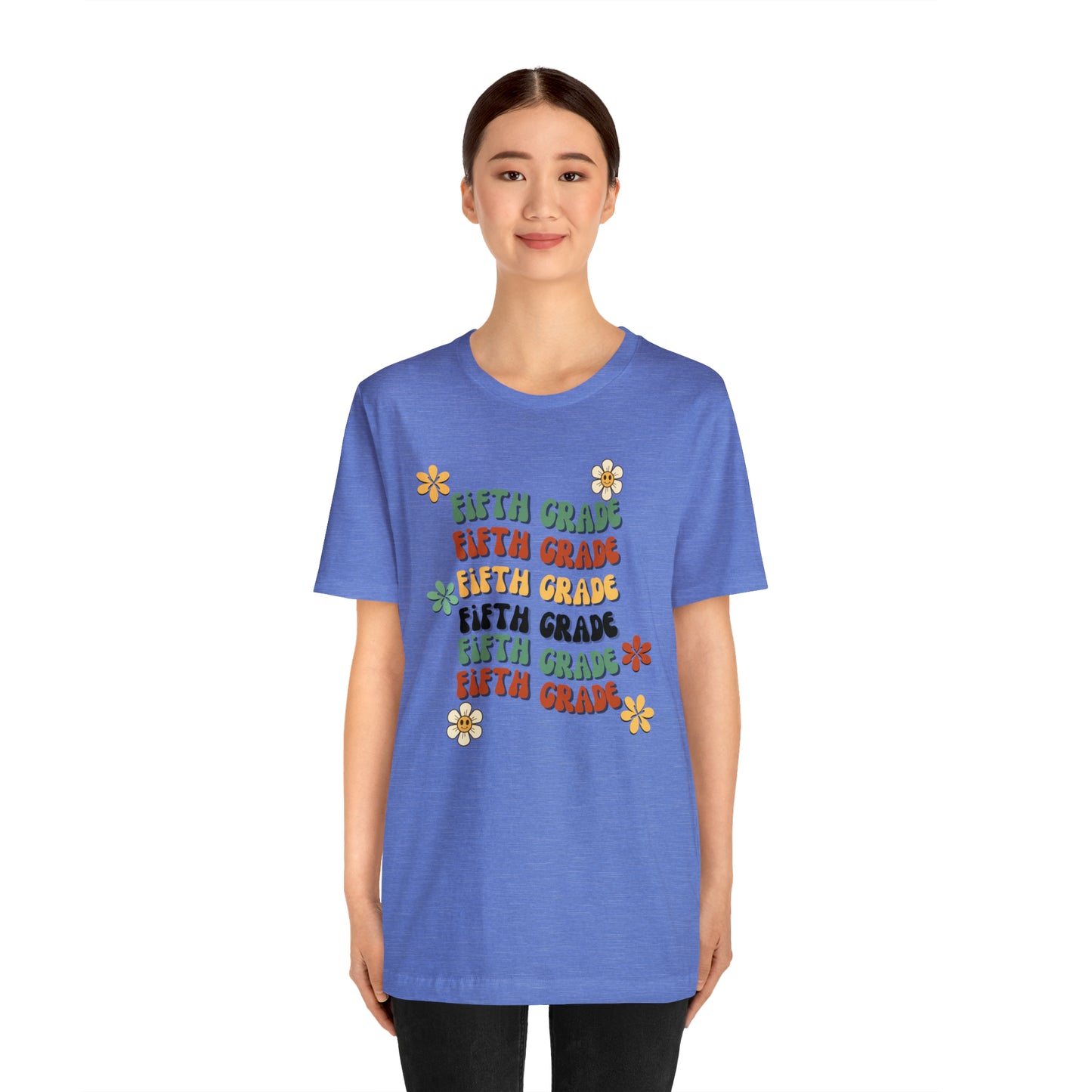 Groovy Flowers Fifth Grade Teacher Tee