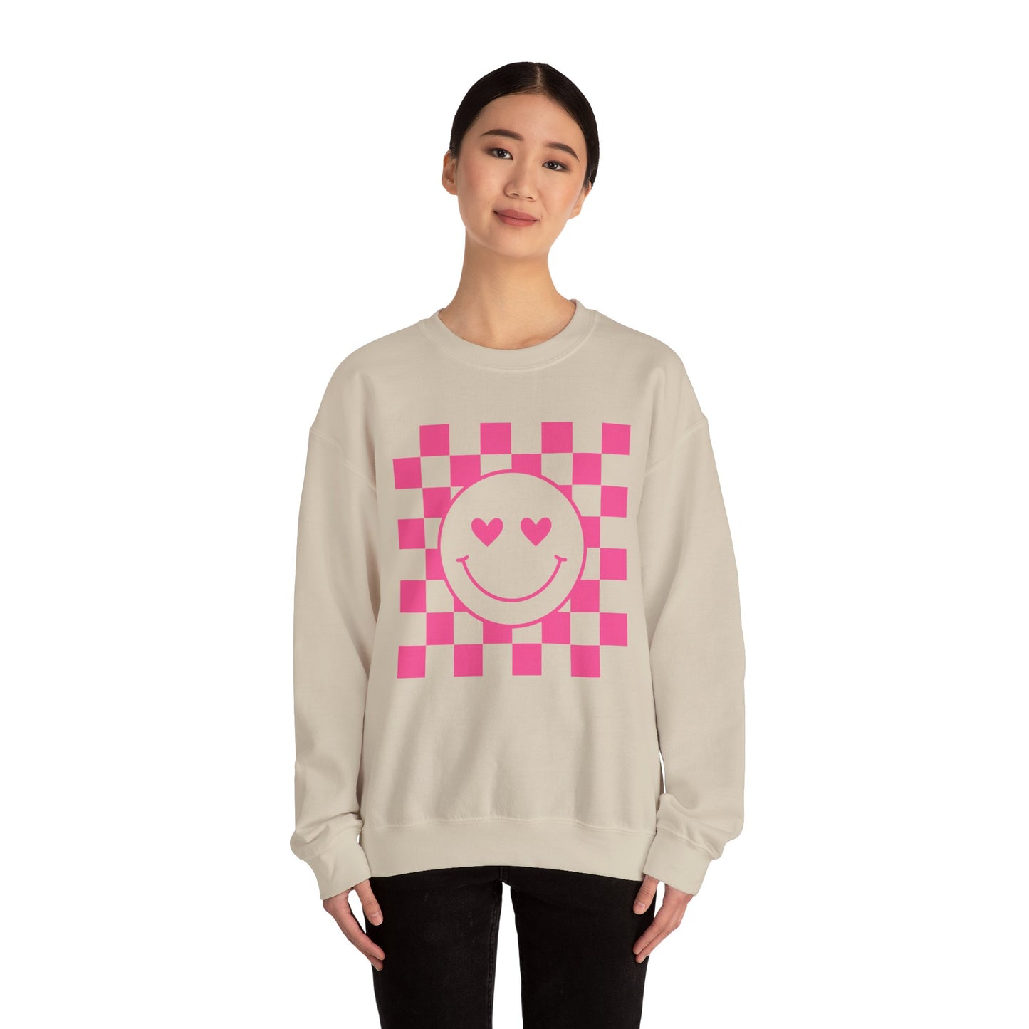 Checkered Hearts Crewneck Sweatshirt