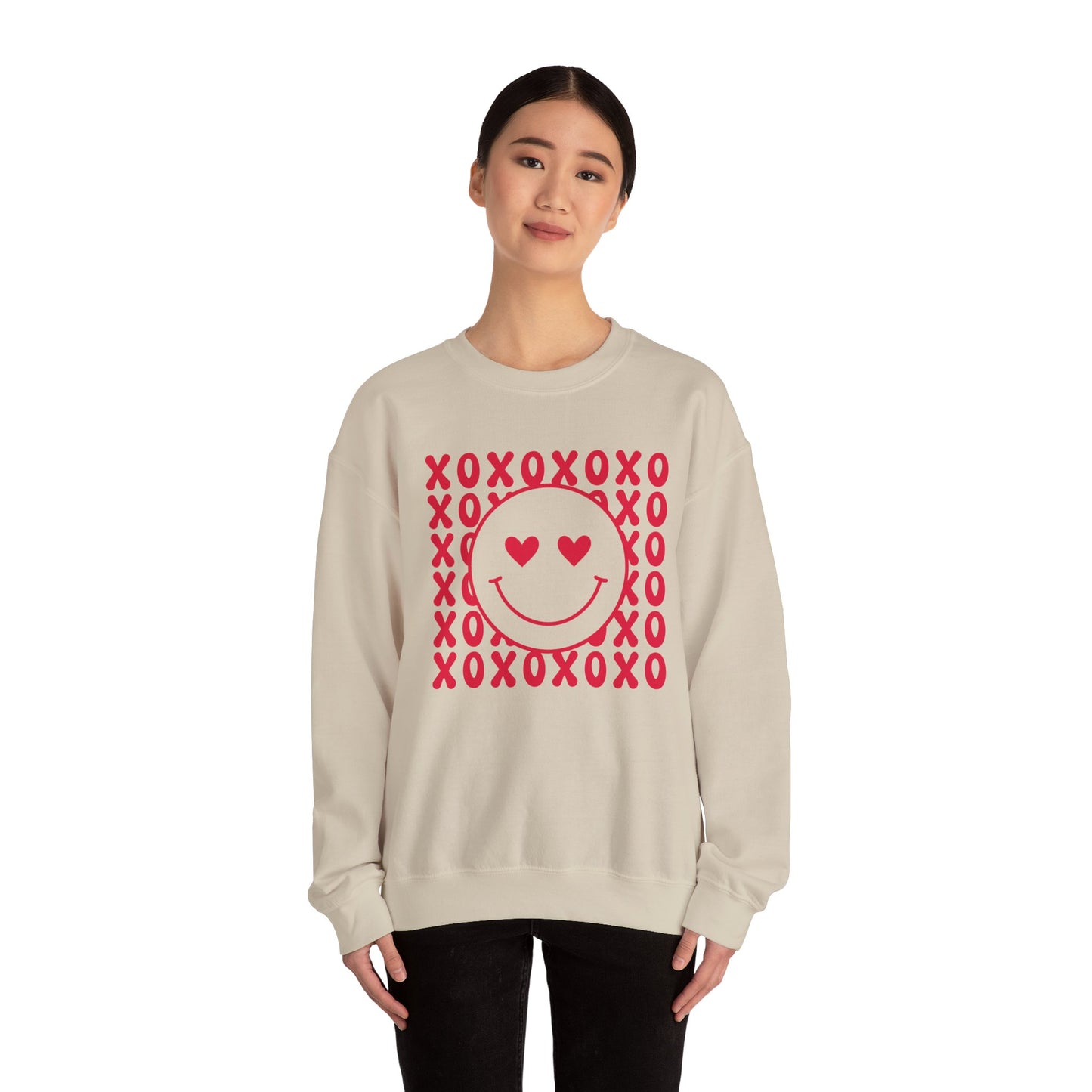 XOXO Heart Eyes Smiley Face Crewneck Sweatshirt