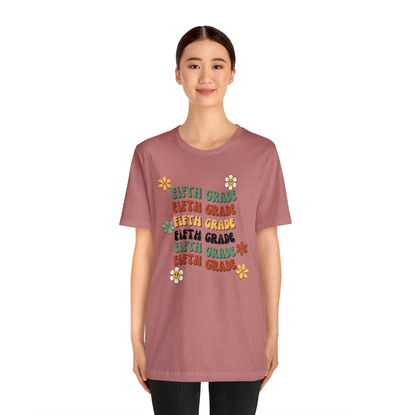 Groovy Flowers Fifth Grade Teacher Tee