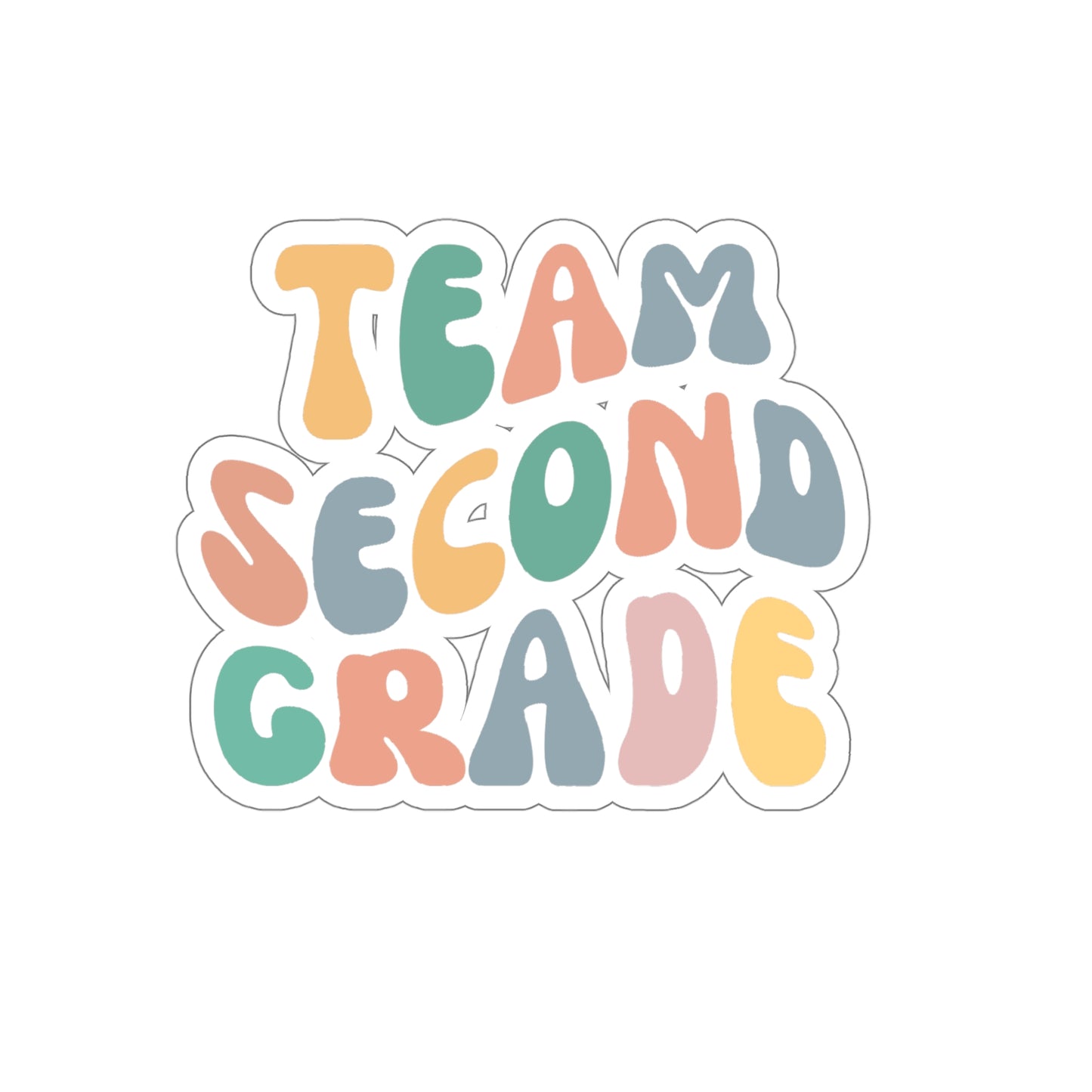 Cool Retro Team Second Grade Sticker