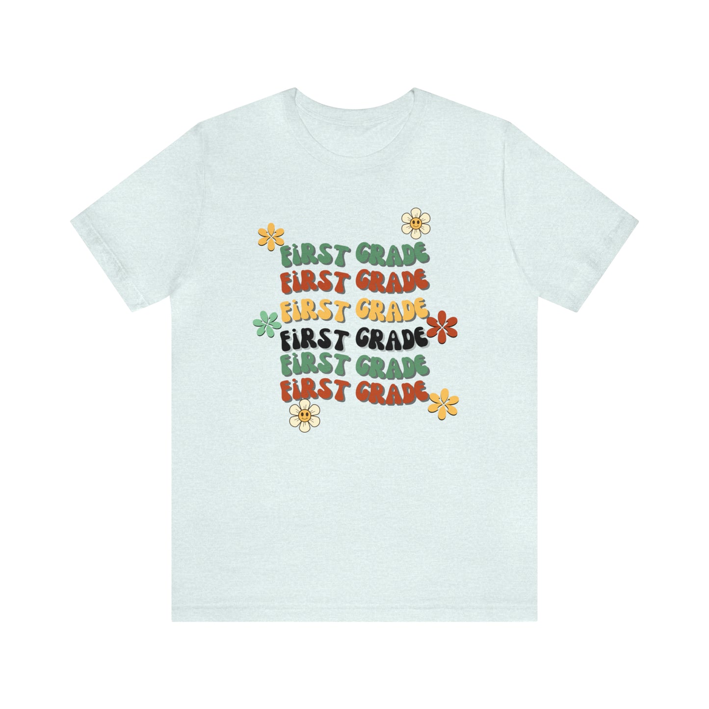 Groovy Flowers First Grade Teacher Tee